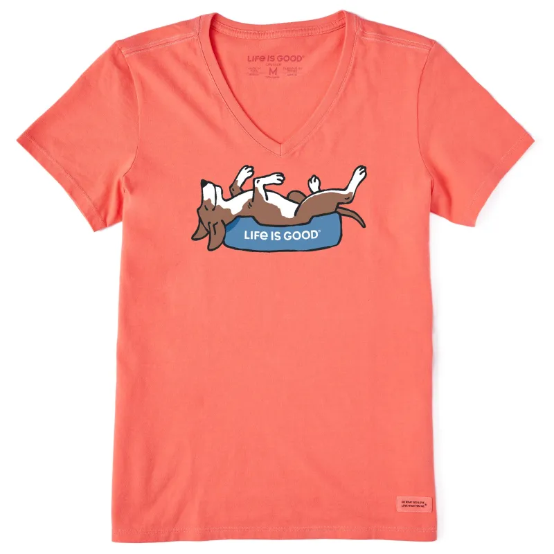 Women's Belly Rub Dog Short Sleeve Vee sold by Life is Good