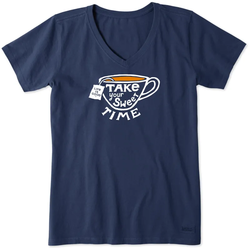 Women's Sweet Time Leaves Tea Short Sleeve Crusher Vee made by Life is Good
