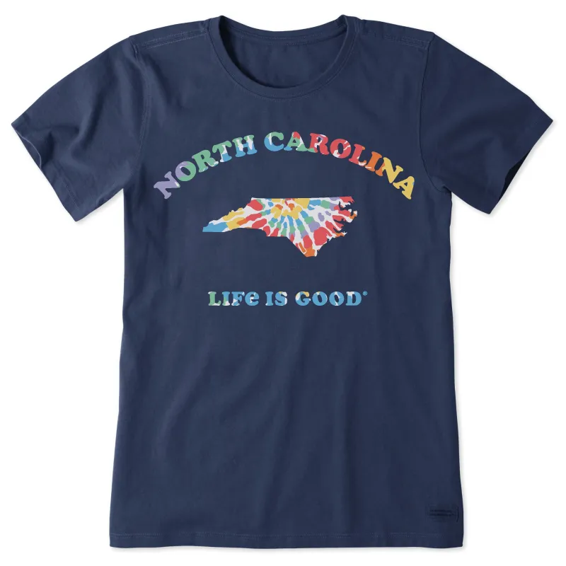 Women's Tie Dye North Carolina Short Sleeve Crusher Tee sold by Life is Good