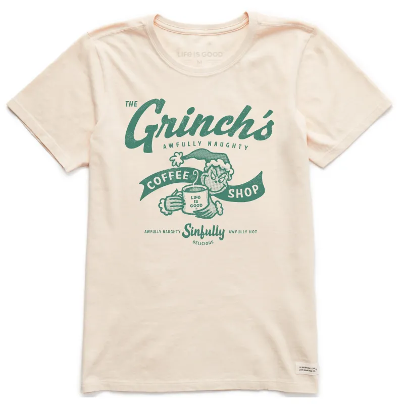 Women's Grinch Coffee Shop Short Sleeve Crusher Tee made by Life is Good
