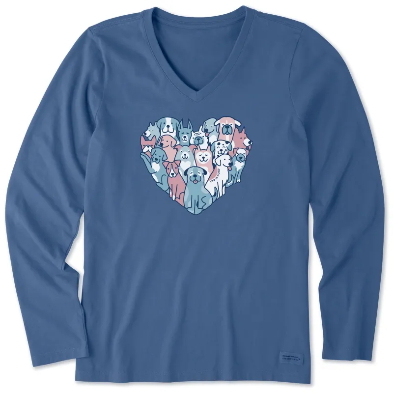 Women's Heart of Dogs Long Sleeve Crusher Vee made by Life is Good