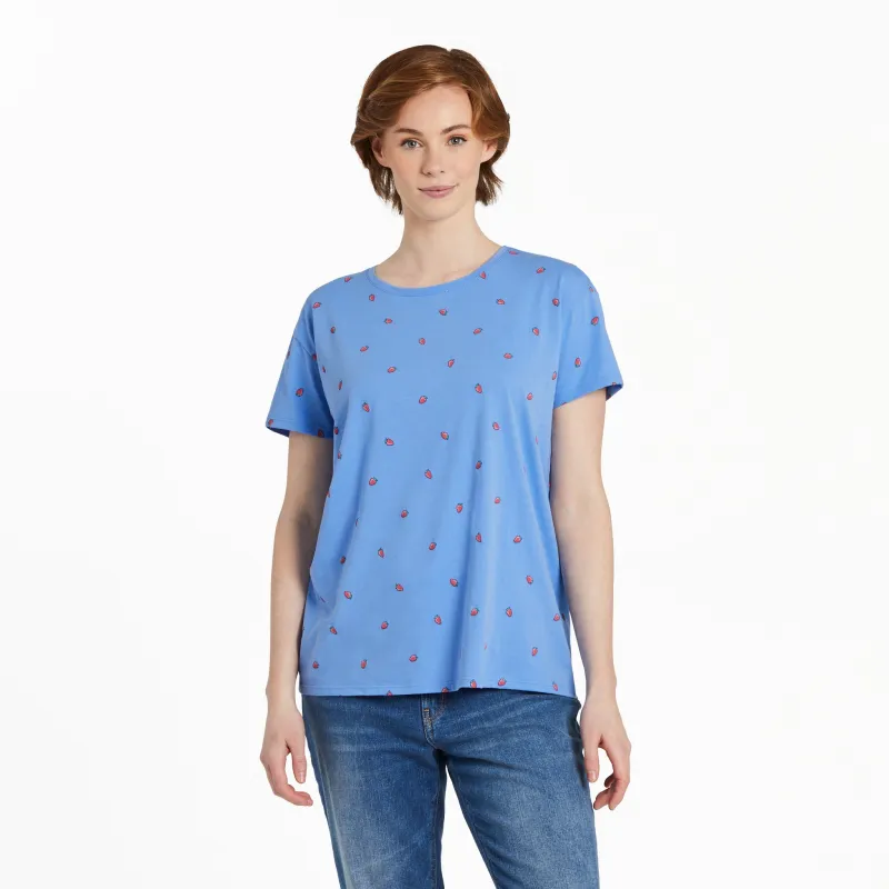 Women's Strawberry Pattern Crusher-LITE Easy Tee sold by Life is Good