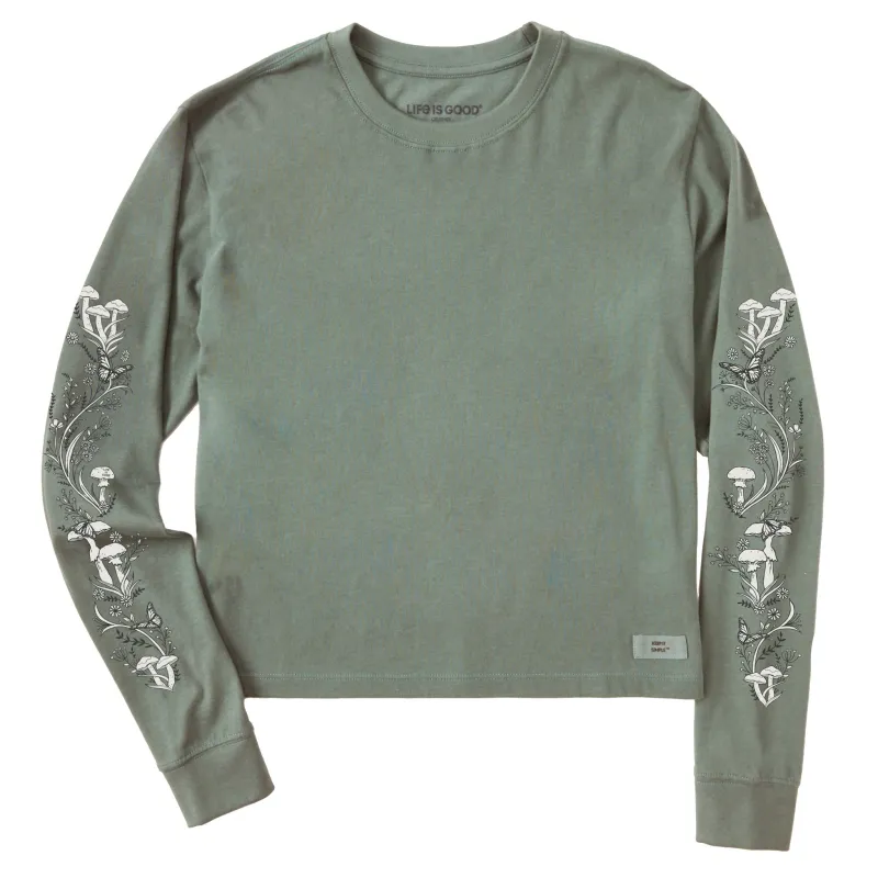 Women's Mushroom Garden Long Sleeve Crusher Boxy Tee made by Life is Good