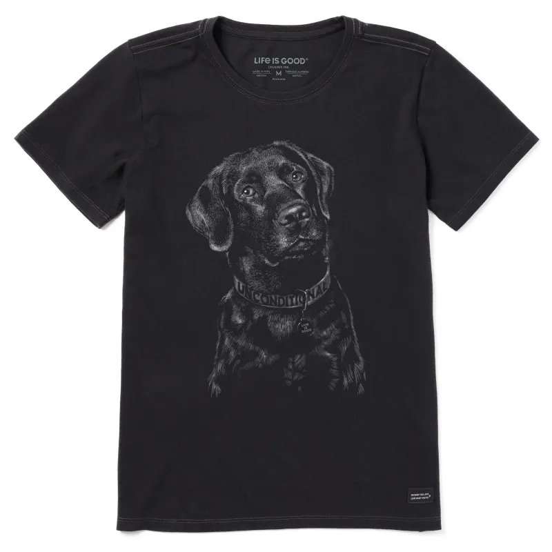 Women's Unconditional Black Lab Short Sleeve Crusher Tee sold by Life is Good