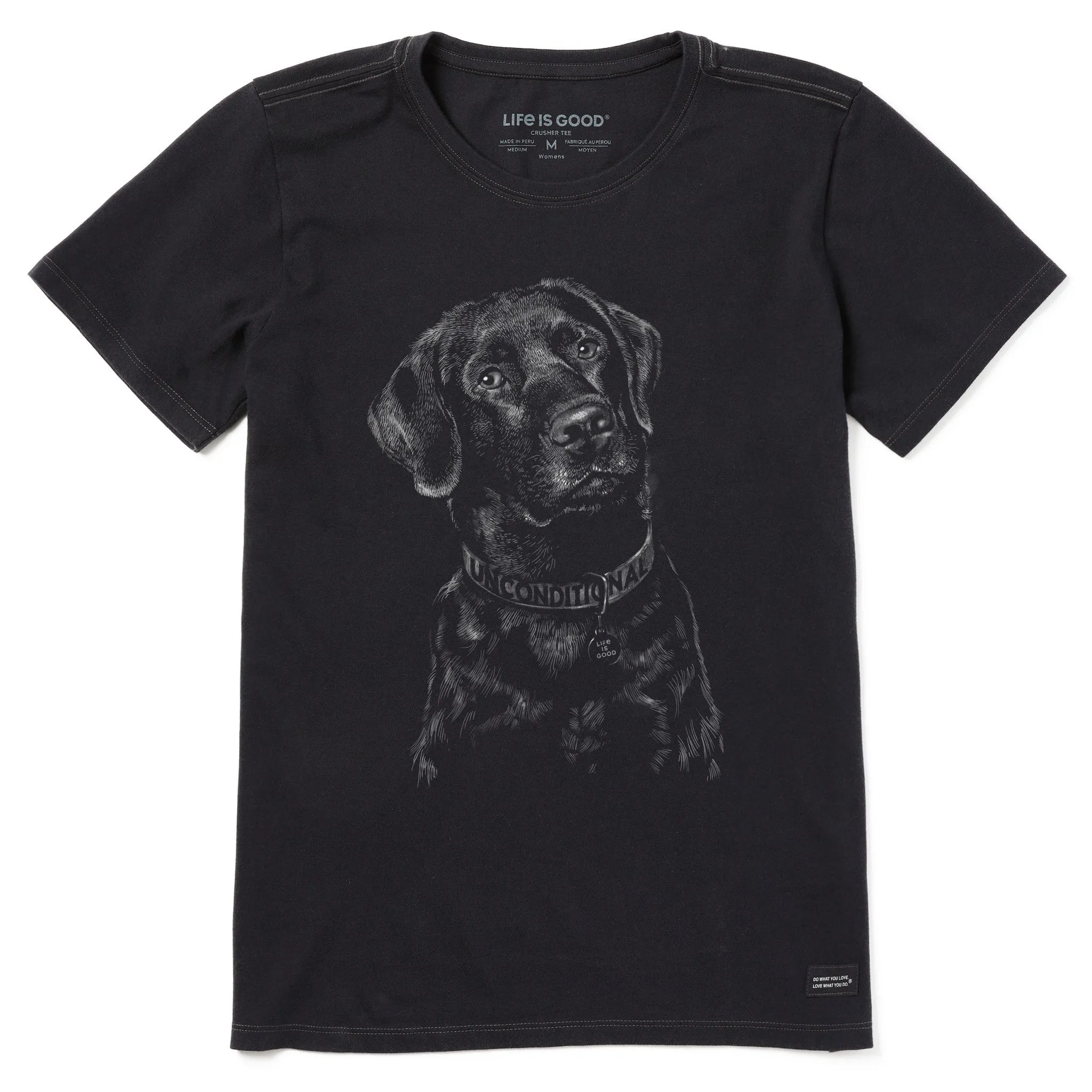 Women's Unconditional Black Lab Short Sleeve Crusher Tee sold by Life is Good
