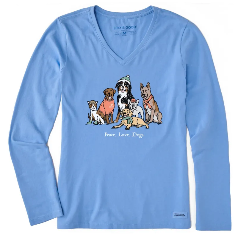 Women's Peace Love Dogs Winter Long Sleeve Crusher Vee sold by Life is Good
