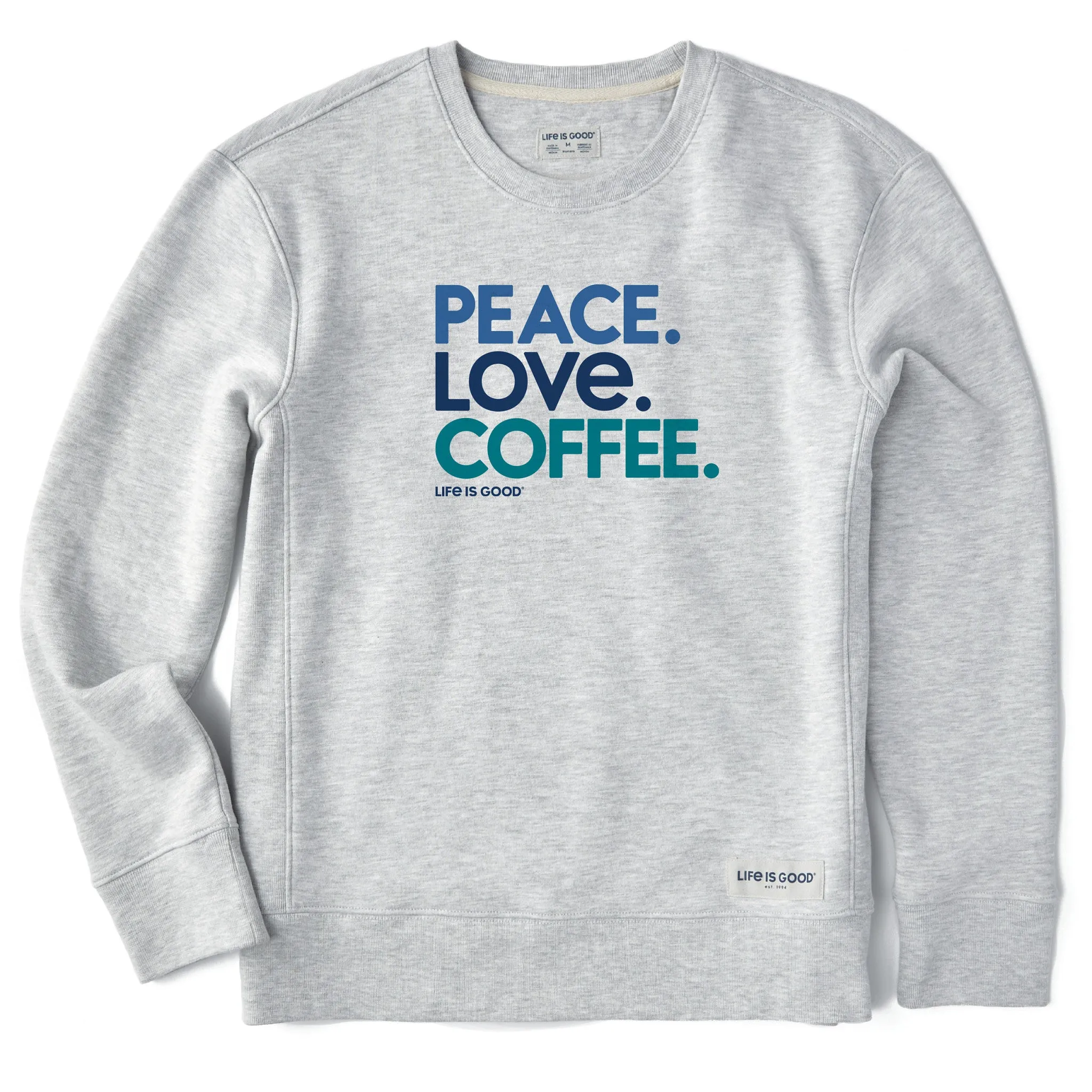 Women's Peace Love Coffee Simply True Crew sold by Life is Good