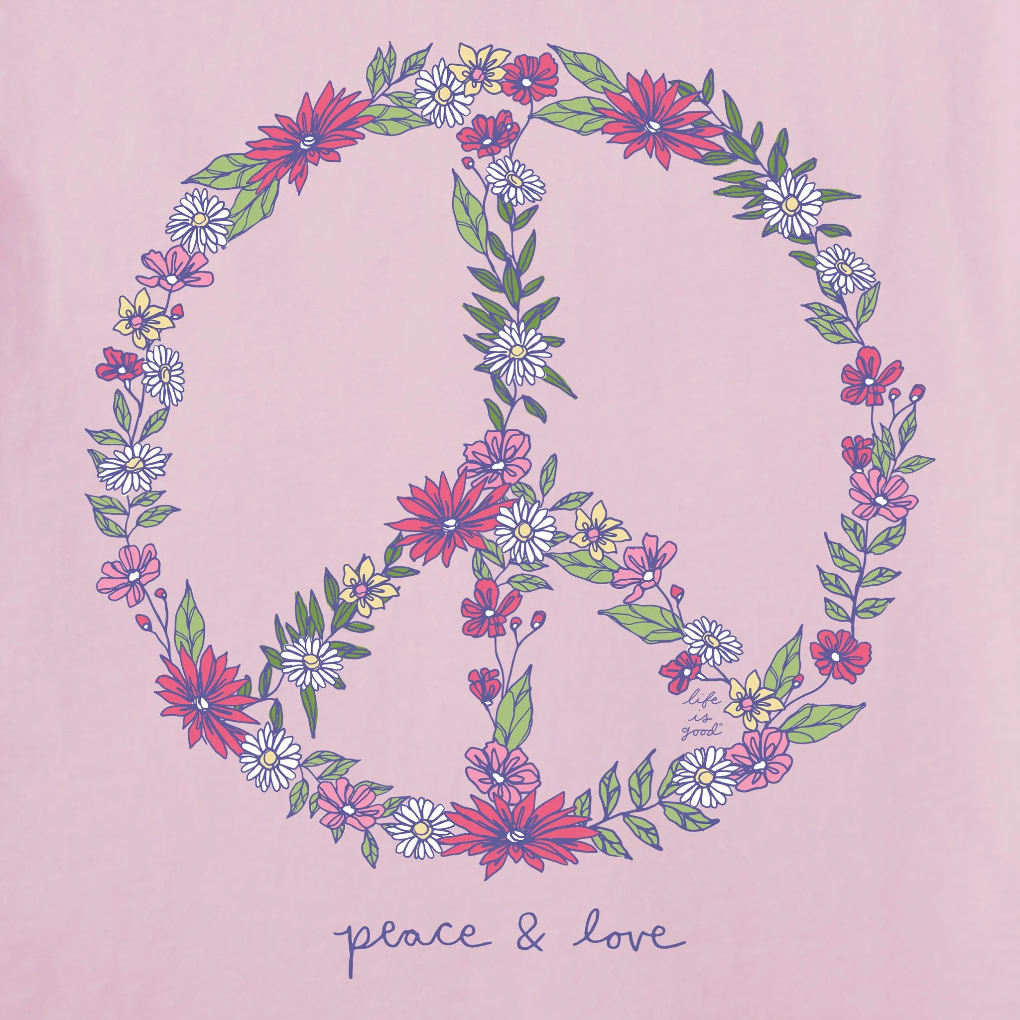 Women's Wildflower Love Peace Sign Short Sleeve Tee sold by Life is Good product image thumbnail 4