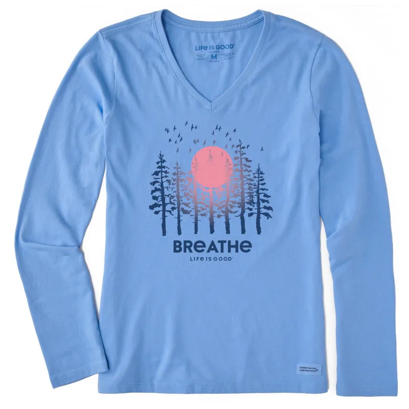 Women's Breathe Forest Long Sleeve Crusher Vee sold by Life is Good