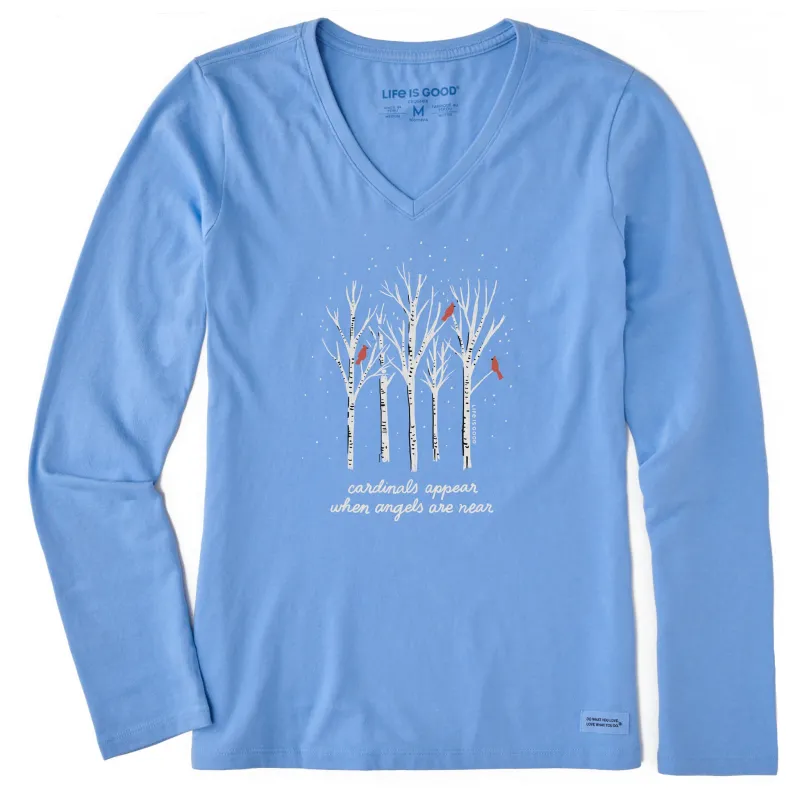 Women's Cardinals Appear Birch Trees Long Sleeve Crusher Vee sold by Life is Good