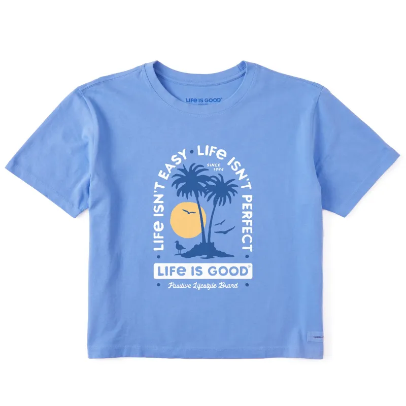 Women's Life isn't Easy Palms Short Sleeve Crusher Boxy Tee sold by Life is Good