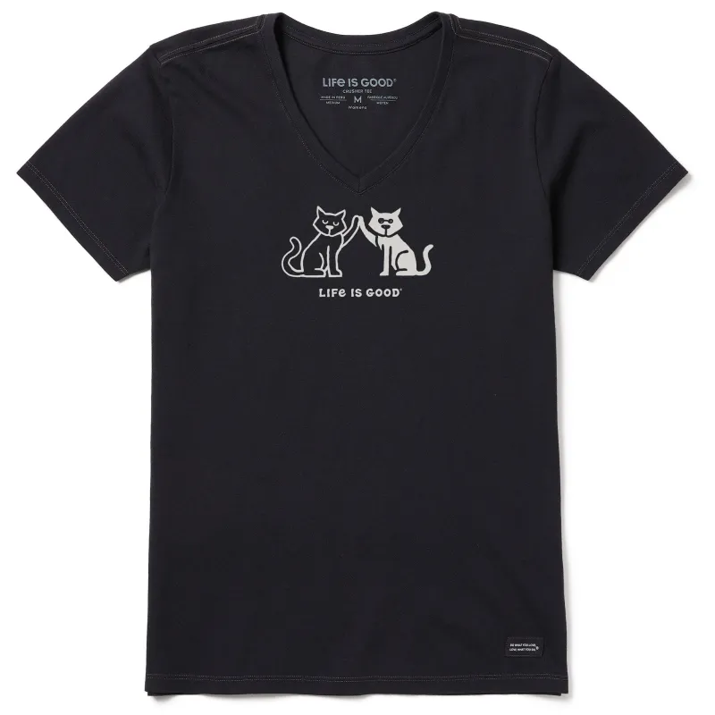 Women's High Five Cats Short Sleeve Vee sold by Life is Good