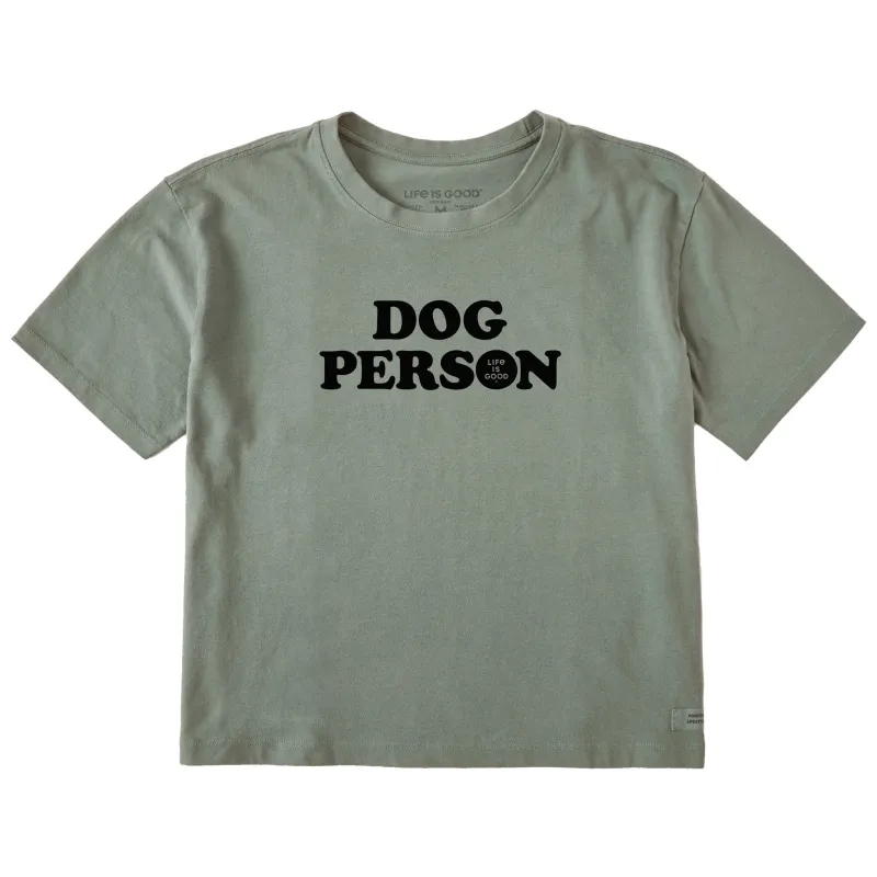 Women's Dog Person Text Short Sleeve Crusher Boxy Tee sold by Life is Good