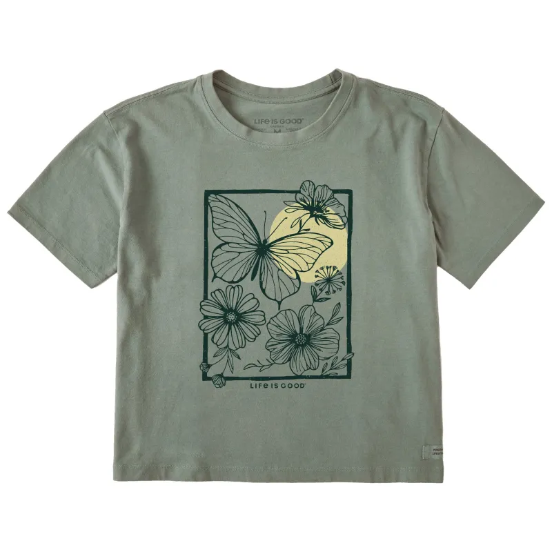 Women's Butterfly Medley Short Sleeve Crusher Boxy Tee sold by Life is Good