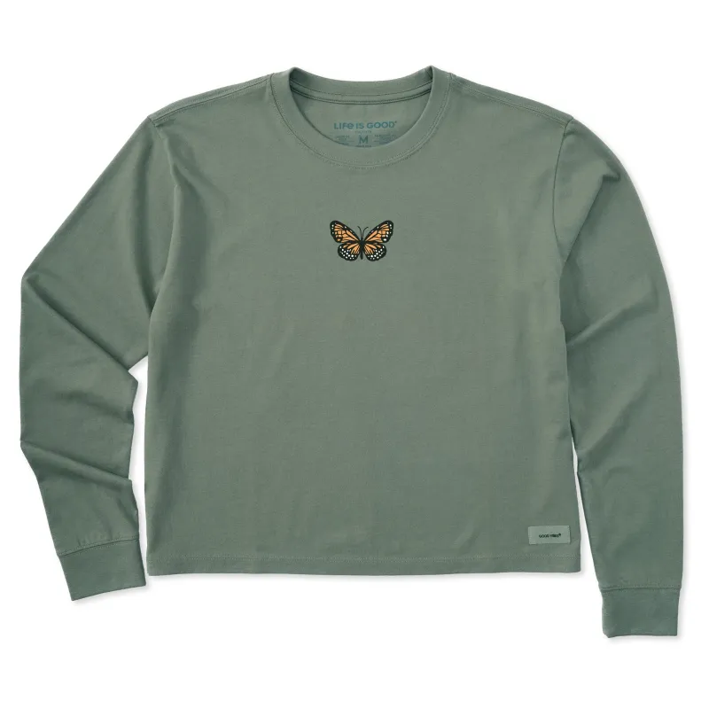 Women's Clean Butterfly Long Sleeve Crusher Boxy Tee sold by Life is Good