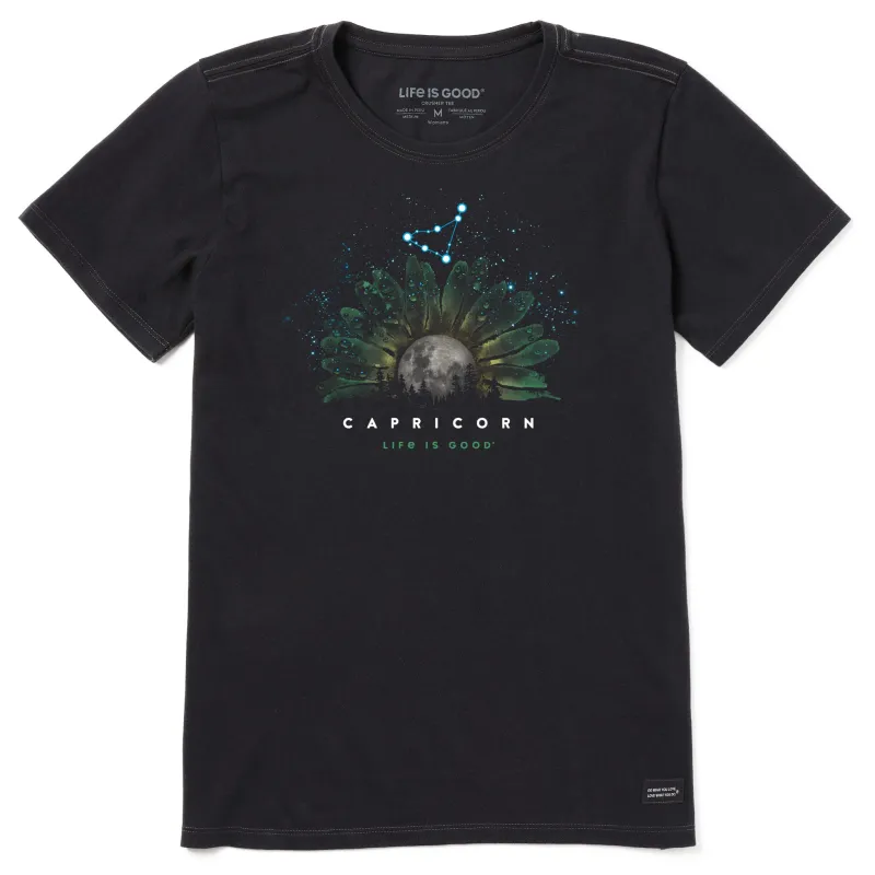 Women's Zodiac Moonflower Capricorn Short Sleeve Crusher Tee sold by Life is Good