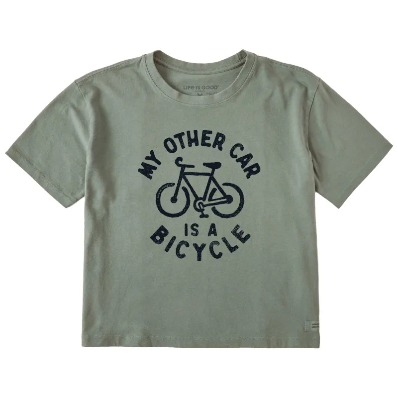 Women's My Other Car is a Bicycle Short Sleeve Crusher Boxy Tee sold by Life is Good