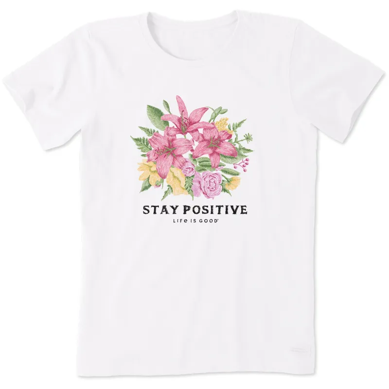 Women's Stay Positive Lily Short Sleeve Crusher Tee sold by Life is Good