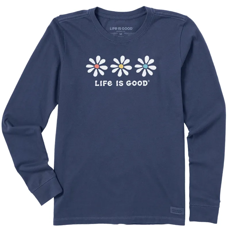 Women's 3 Daisies Long Sleeve Crusher Tee made by Life is Good