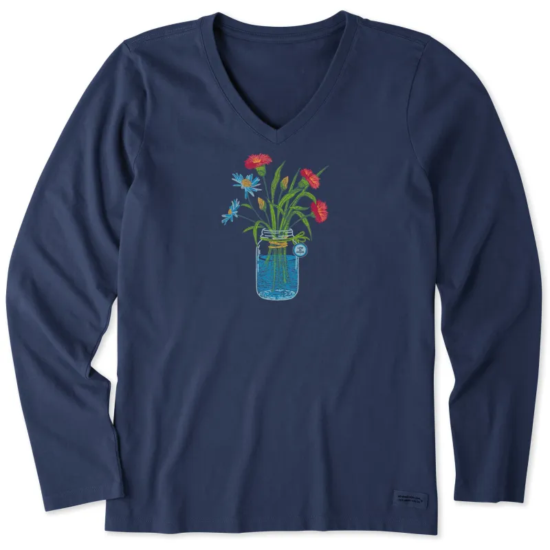 Women's Wildflower Jar Long Sleeve Crusher Vee made by Life is Good
