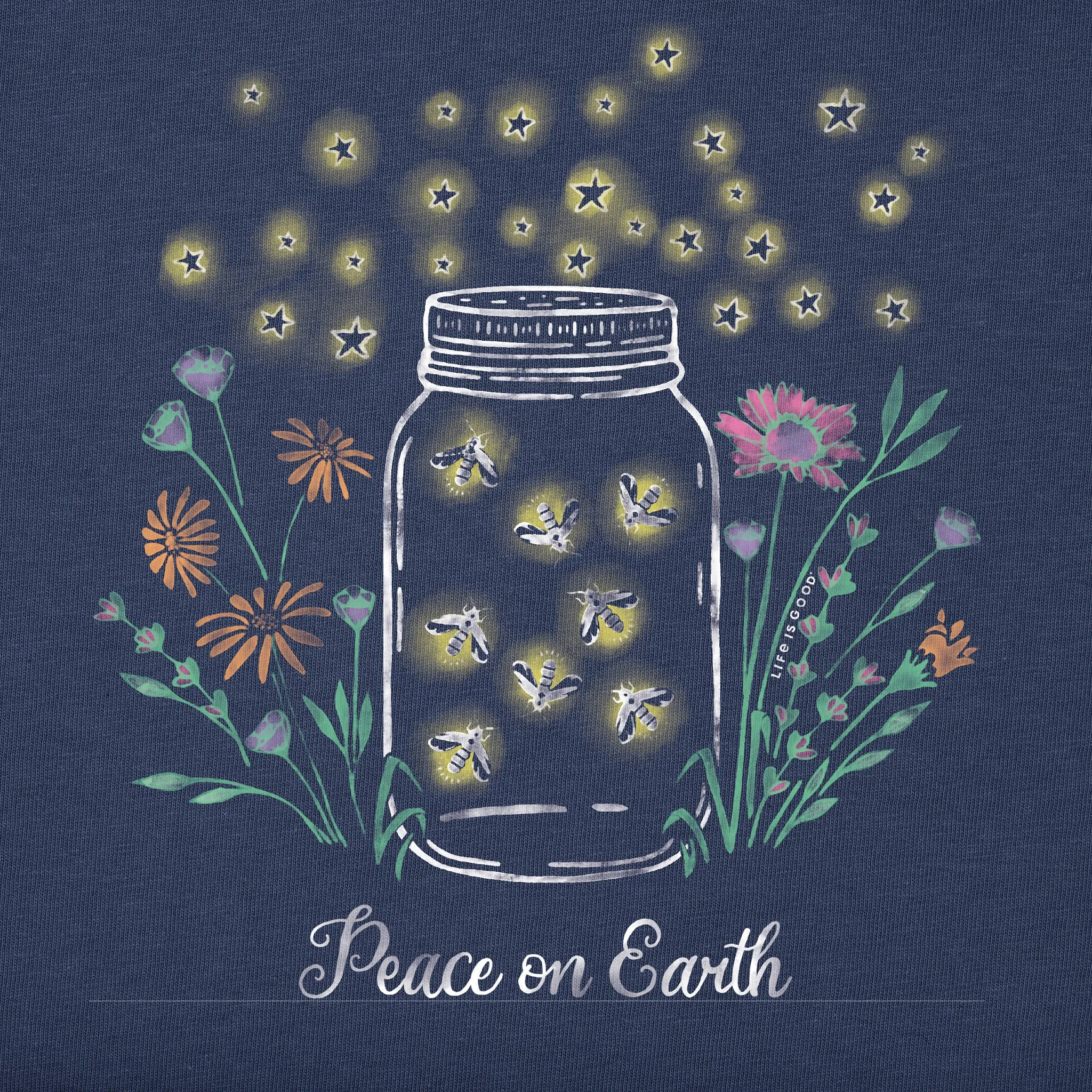 Women's Firefly Flowers Jar Peace on Earth Long Sleeve Crusher Tee sold by Life is Good product image thumbnail 2