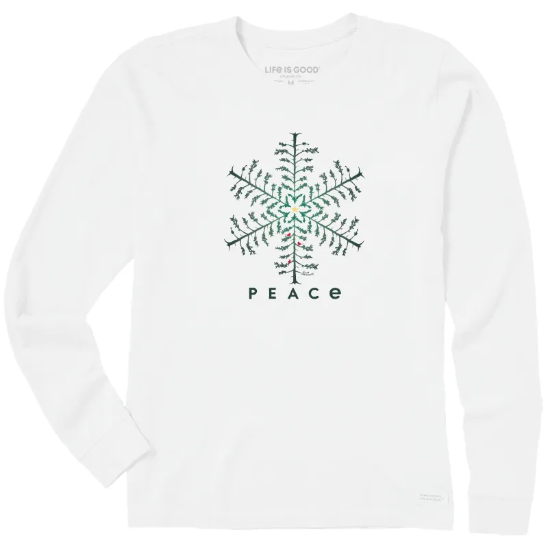 Women's Snowflake Peace Trees Long Sleeve Crusher Tee made by Life is Good