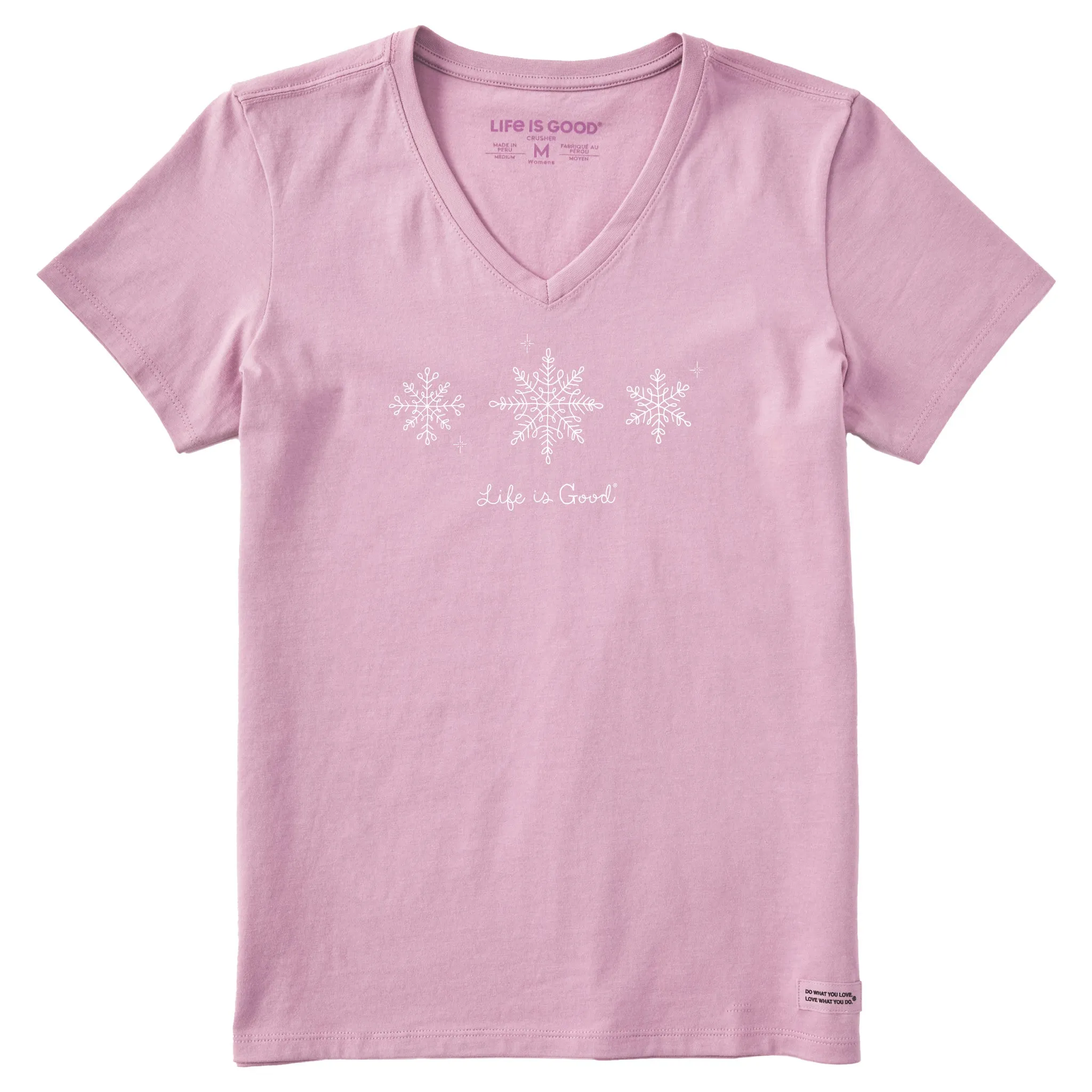 Women's Three Doodle Snowflakes Short Sleeve Crusher Vee sold by Life is Good product image thumbnail 3