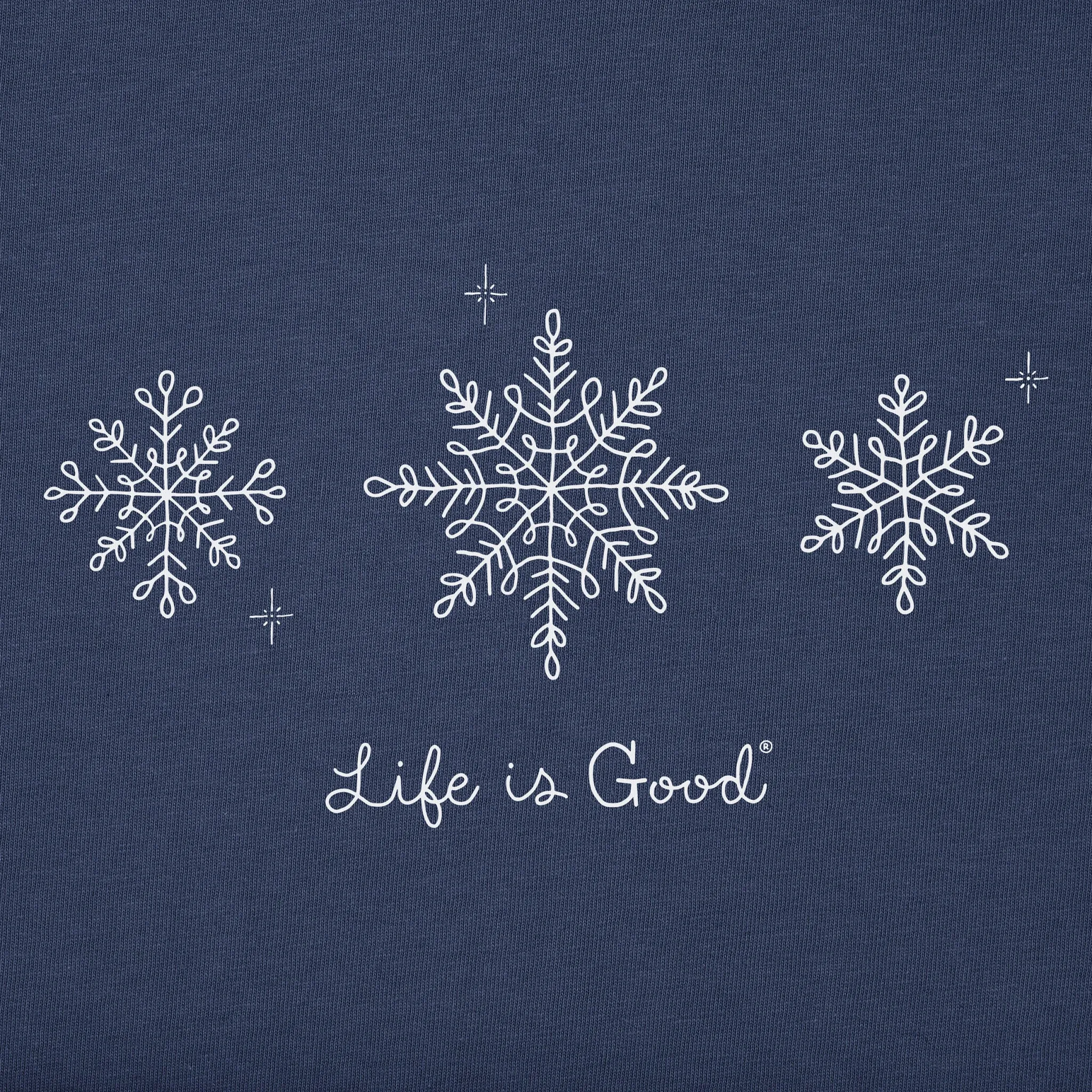 Women's Three Doodle Snowflakes Short Sleeve Crusher Vee sold by Life is Good product image thumbnail 2
