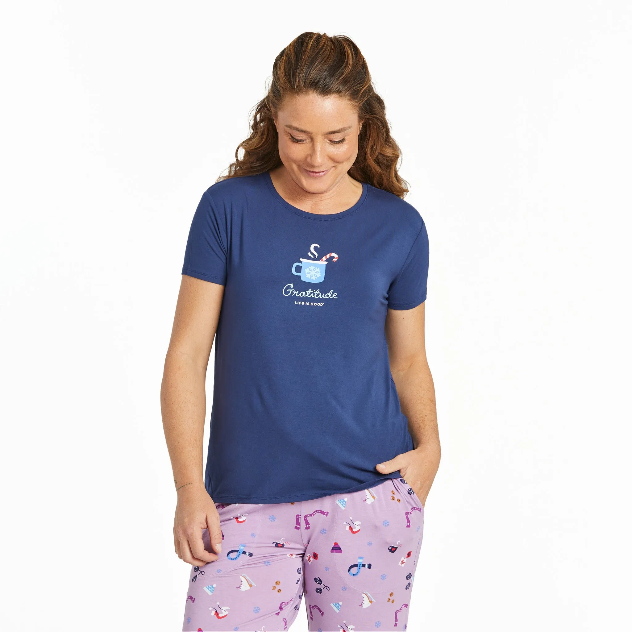 Women's Gratitude Mug Lightweight Sleep Tee sold by Life is Good