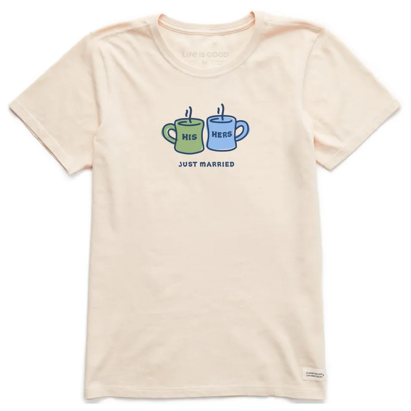 Women's His Hers Just Married Mugs Short Sleeve Crusher Tee sold by Life is Good