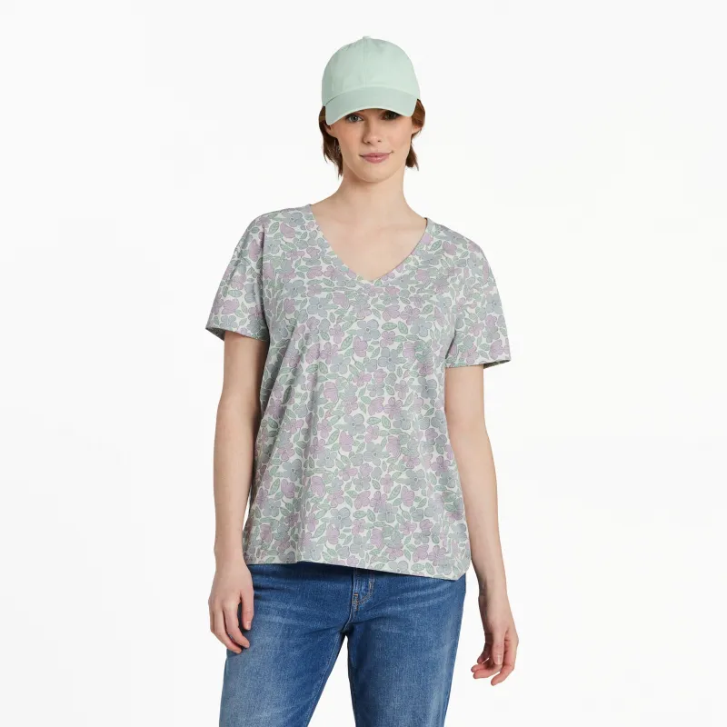 Women's Woodblock Floral Pattern Crusher-LITE Easy Vee sold by Life is Good