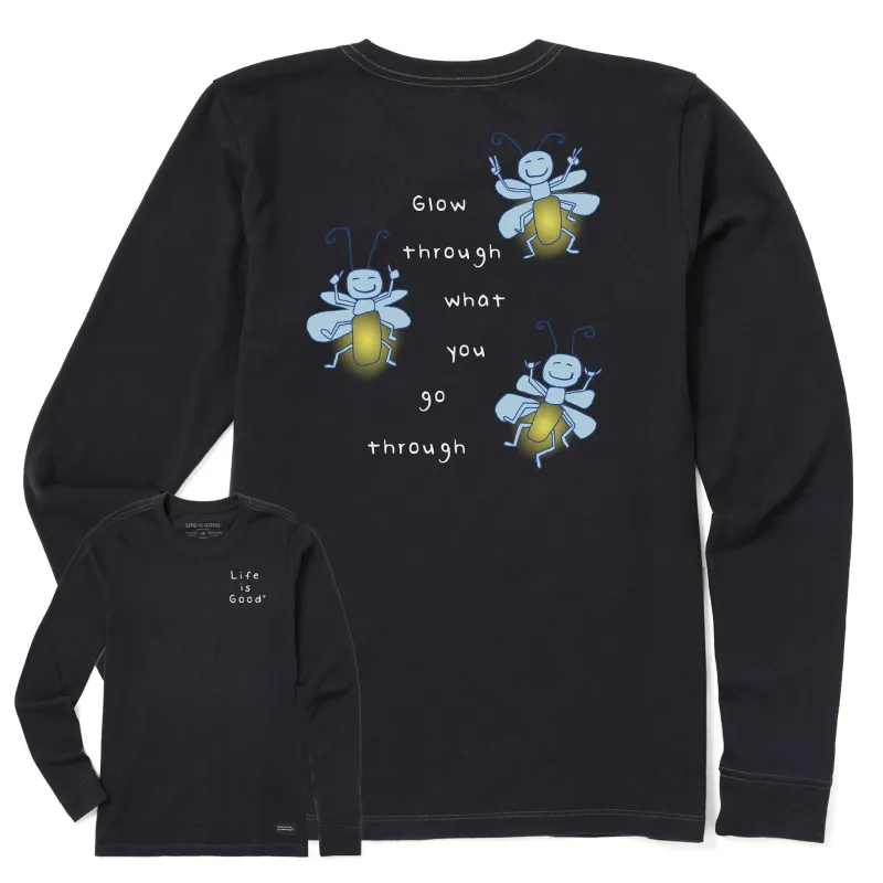 Women's Glow Through Fireflies Long Sleeve Crusher Tee sold by Life is Good