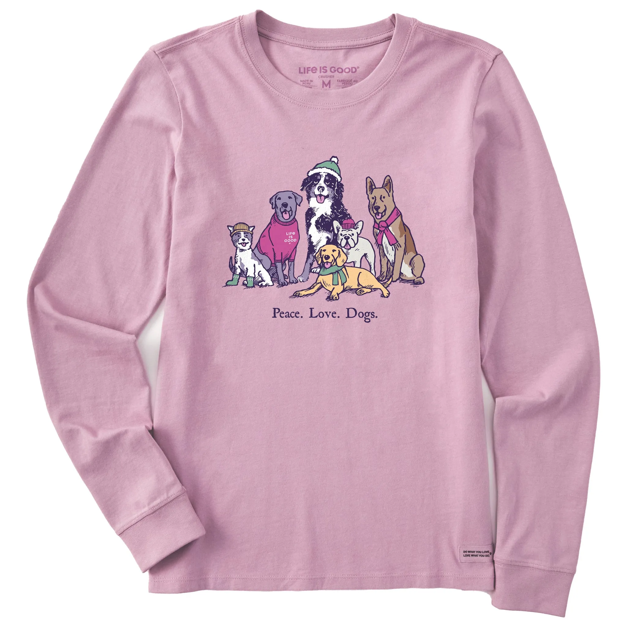 Women's Peace Love Dogs Winter Long Sleeve Crusher Tee sold by Life is Good product image thumbnail 3