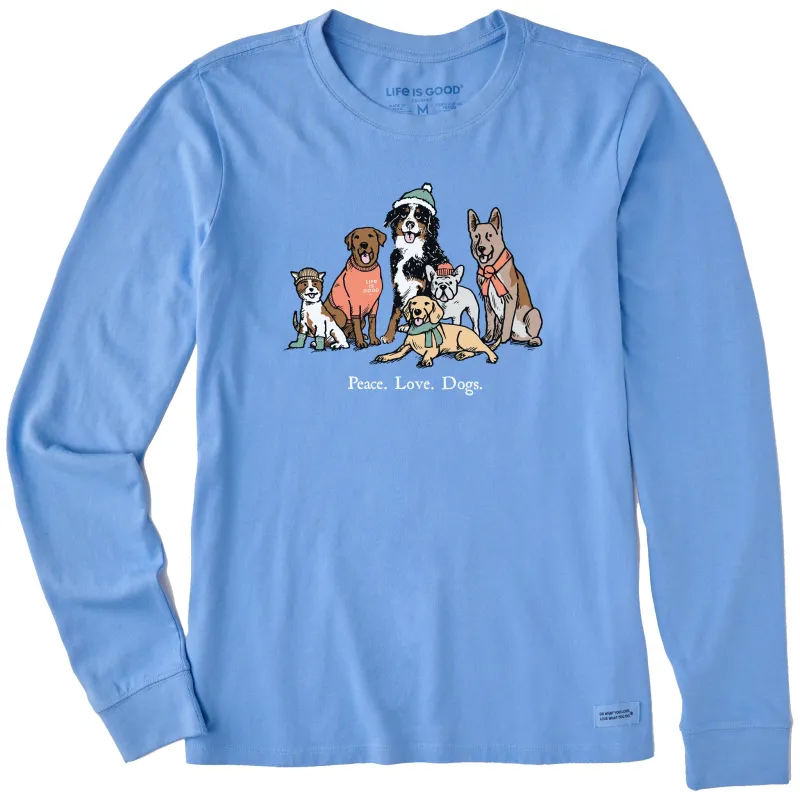 Women's Peace Love Dogs Winter Long Sleeve Crusher Tee made by Life is Good