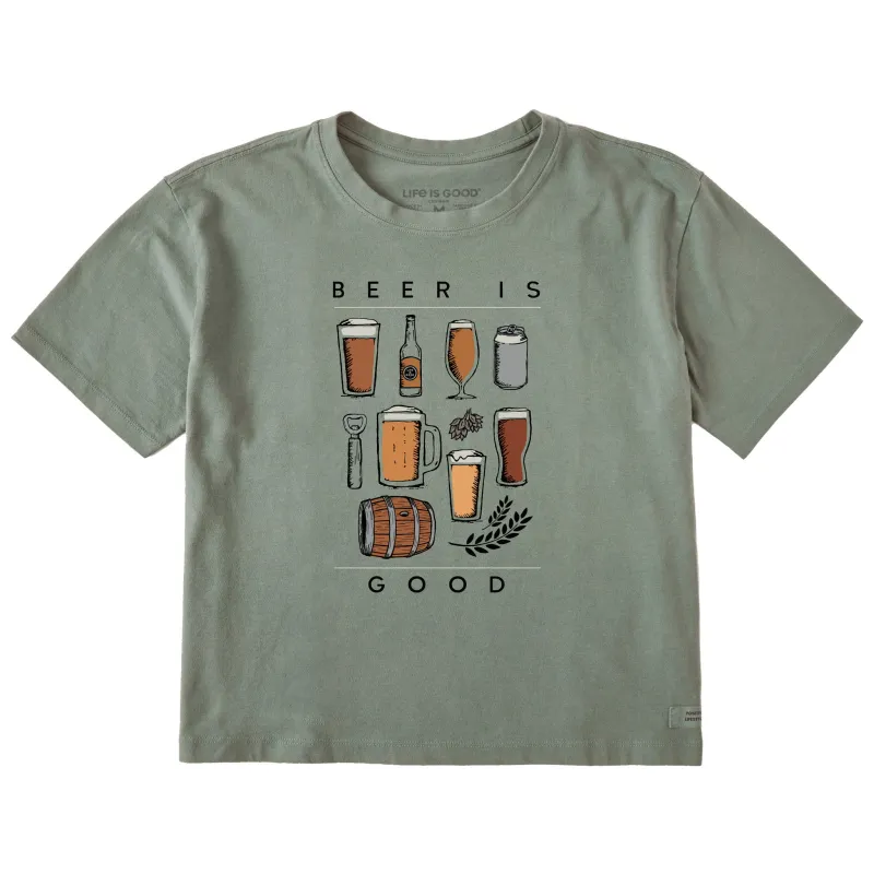 Women's Beer is Good Short Sleeve Crusher Boxy Tee sold by Life is Good
