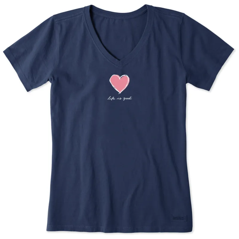 Women's LIG Heart Short Sleeve Crusher Vee sold by Life is Good