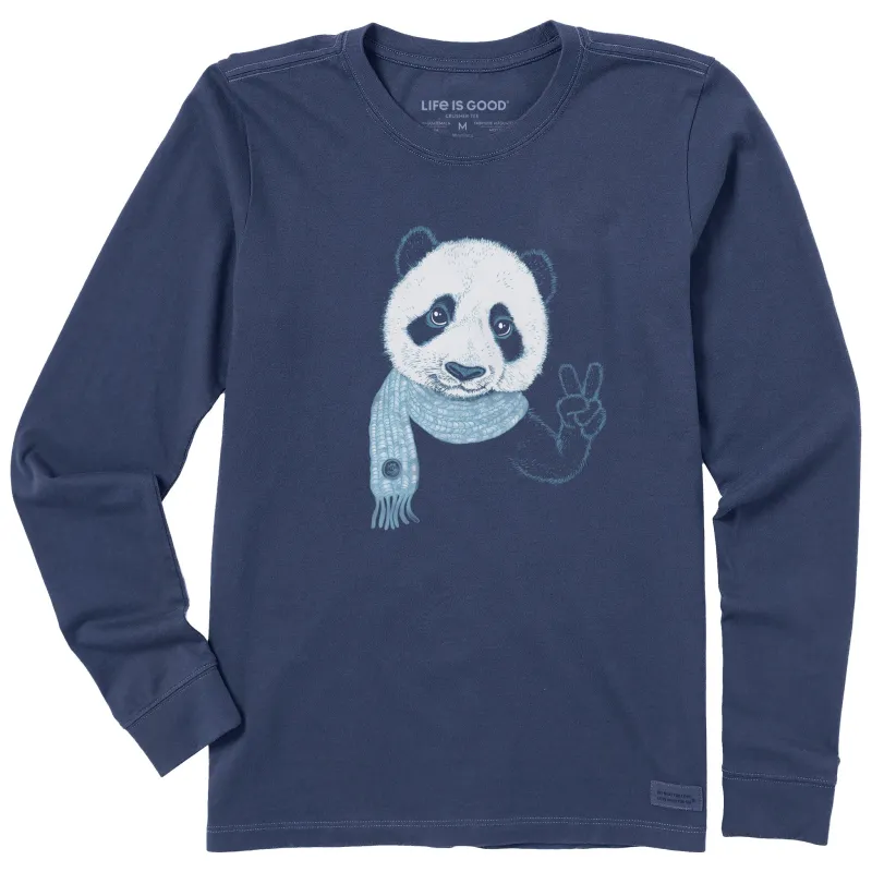 Women's Peaceful Panda Long Sleeve Crusher Tee sold by Life is Good