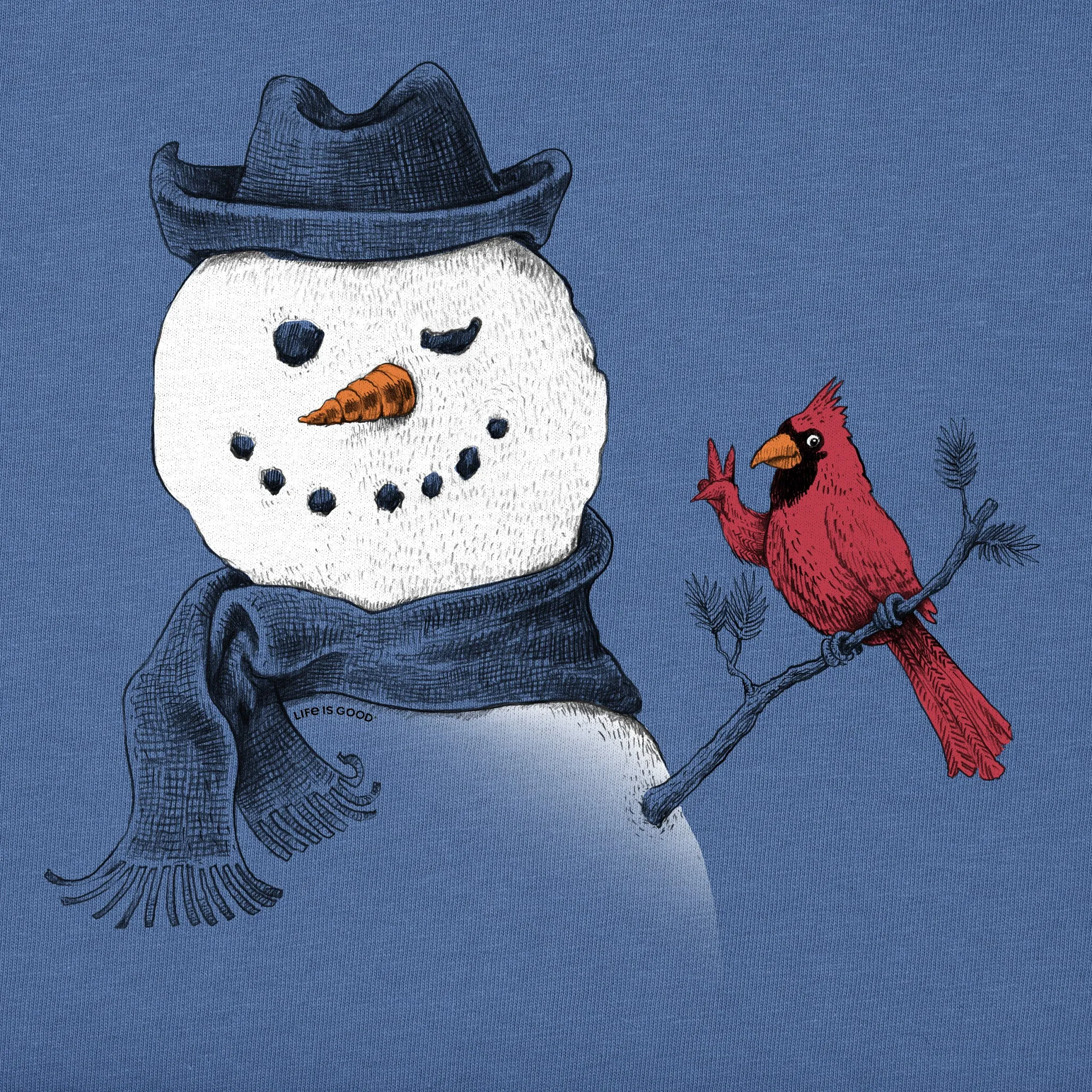 Women's Peaceful Snowman w Cardinal Long Sleeve Crusher Tee sold by Life is Good product image thumbnail 2