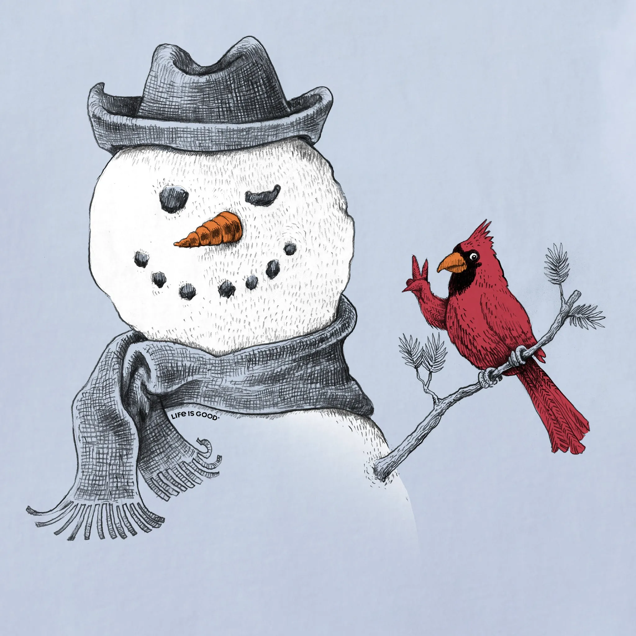 Women's Peaceful Snowman w Cardinal Long Sleeve Crusher Tee sold by Life is Good product image thumbnail 4