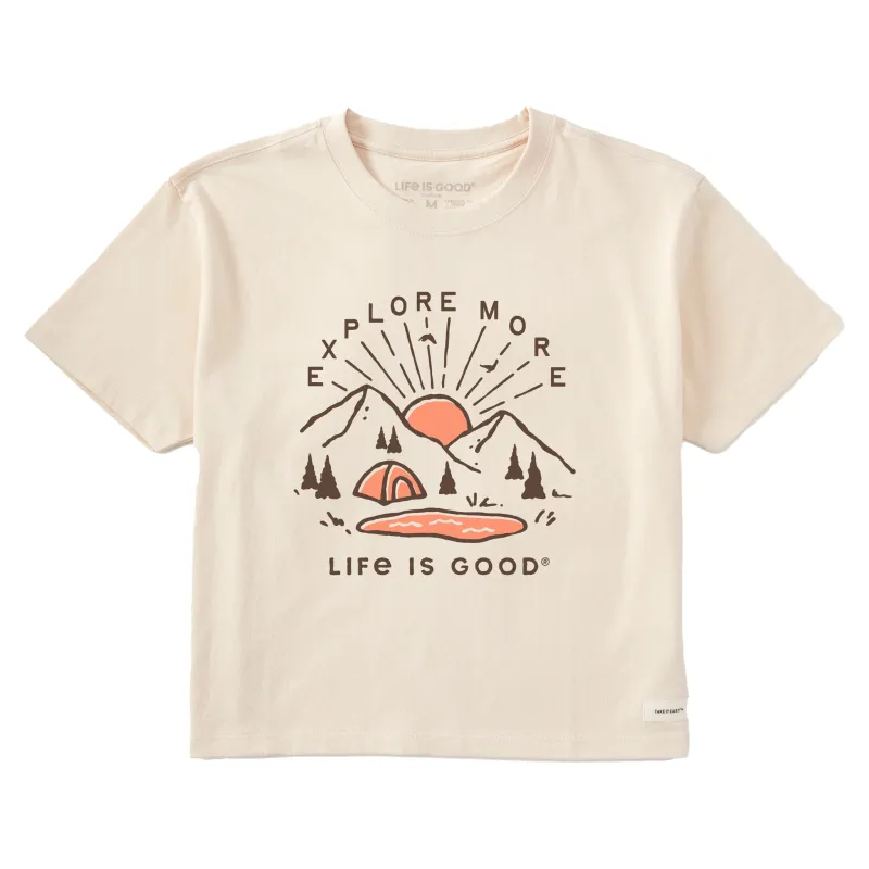 Women's Explore More Sunset Short Sleeve Crusher Boxy Tee sold by Life is Good