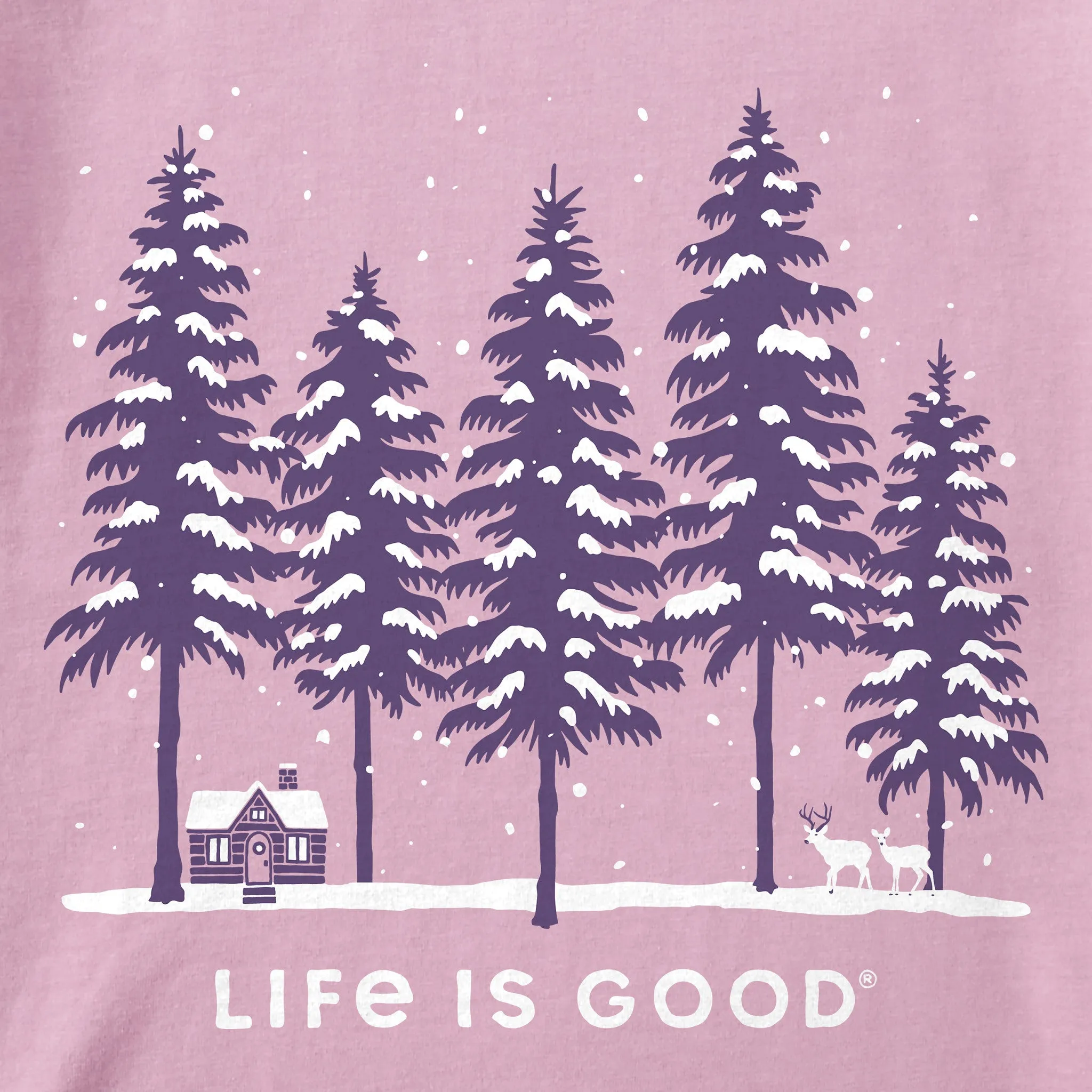 Women's Snowy Winter Cabin Scene Long Sleeve Crusher Tee sold by Life is Good product image thumbnail 2