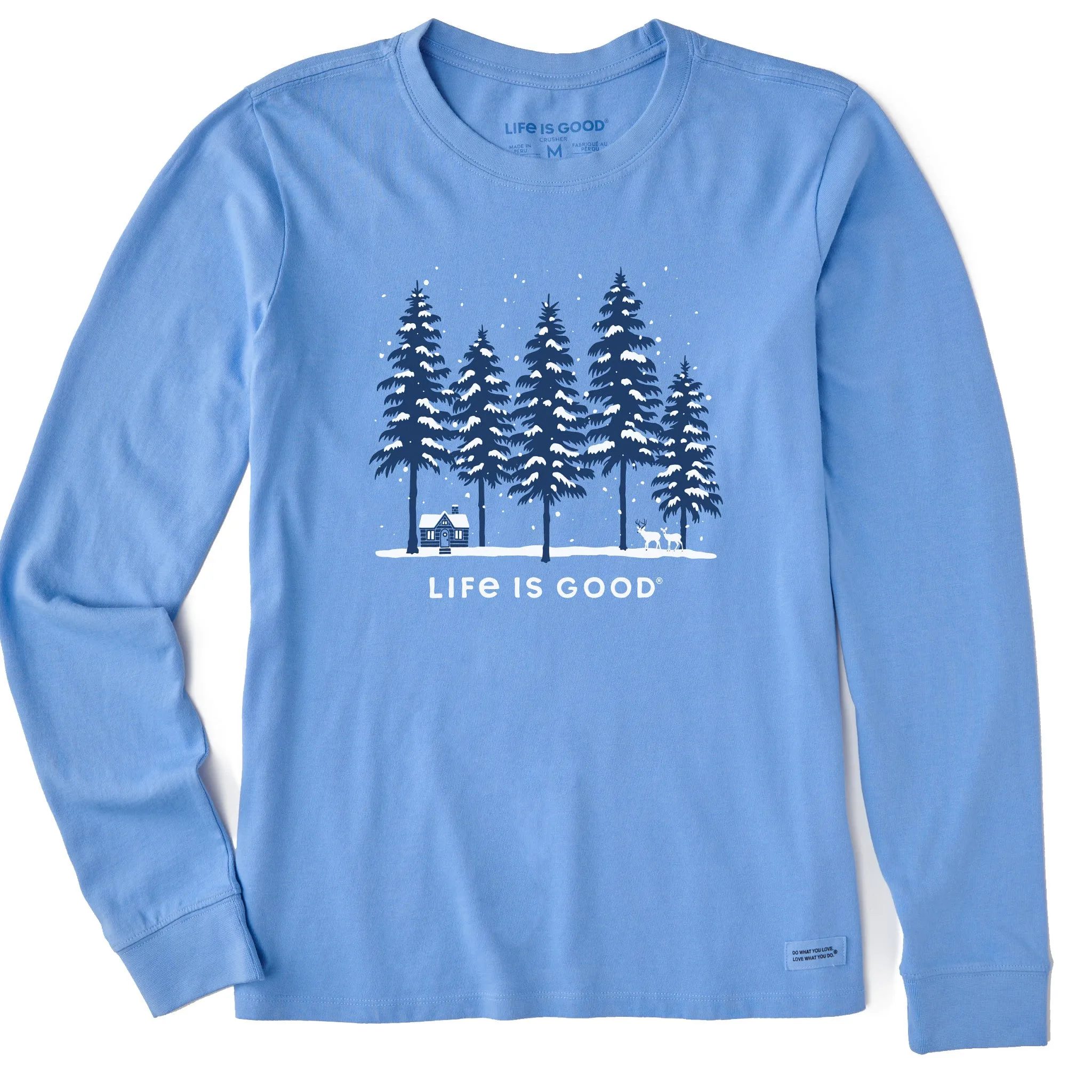 Women's Snowy Winter Cabin Scene Long Sleeve Crusher Tee sold by Life is Good product image thumbnail 3