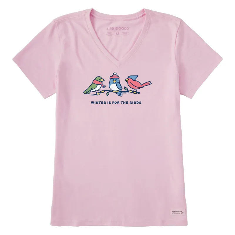 Women's Vintage Winter Is For The Birds Short Sleeve Crusher Vee sold by Life is Good