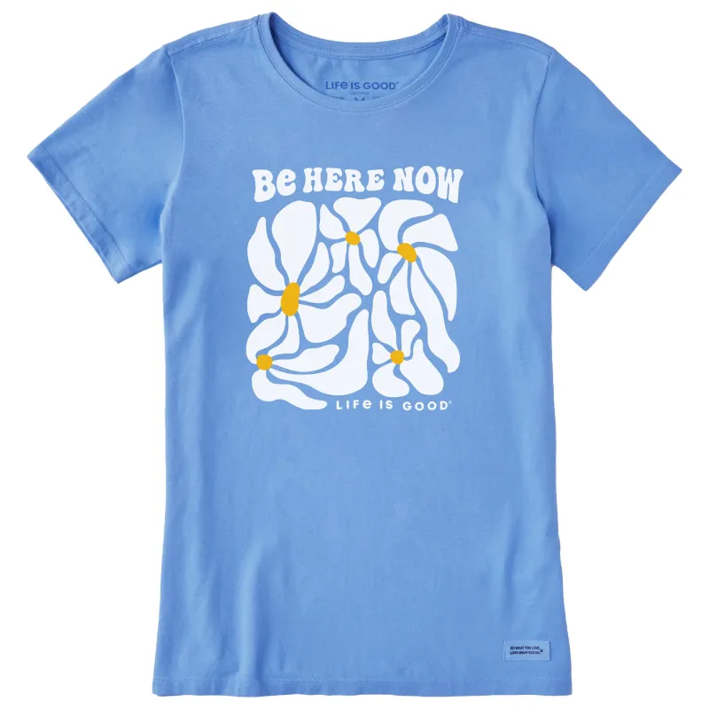 Women's Be Here Now Flowers Short Sleeve Crusher Tee sold by Life is Good