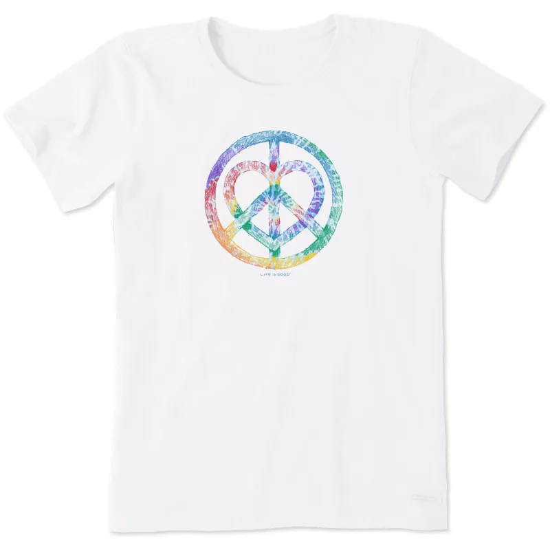 Women's Tie Dye Peace Love Pencil Short Sleeve Tee sold by Life is Good