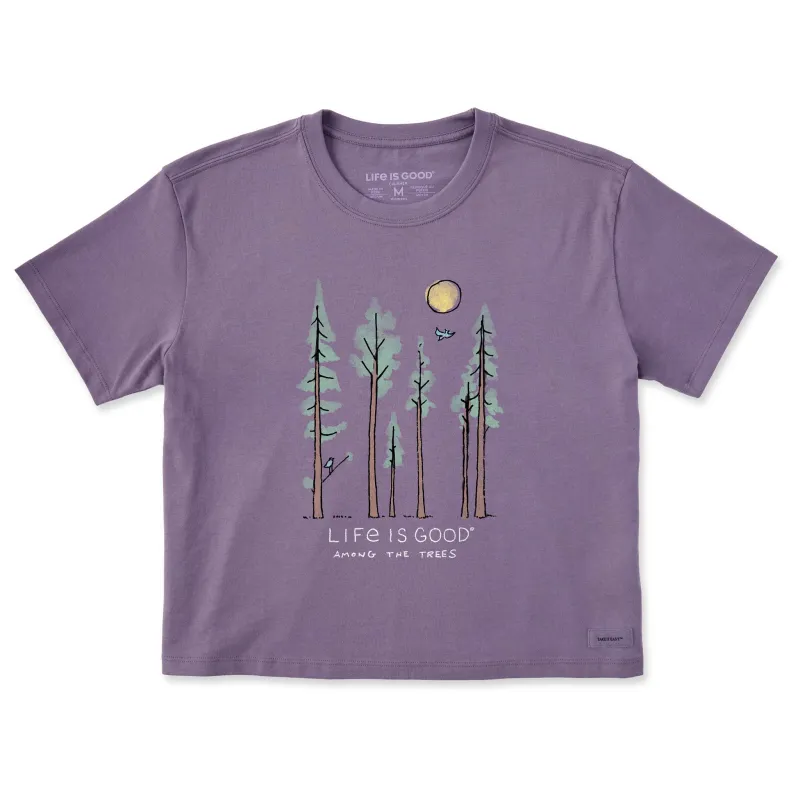 Women's Life is Good Among the Trees Short Sleeve Crusher Boxy Tee sold by Life is Good