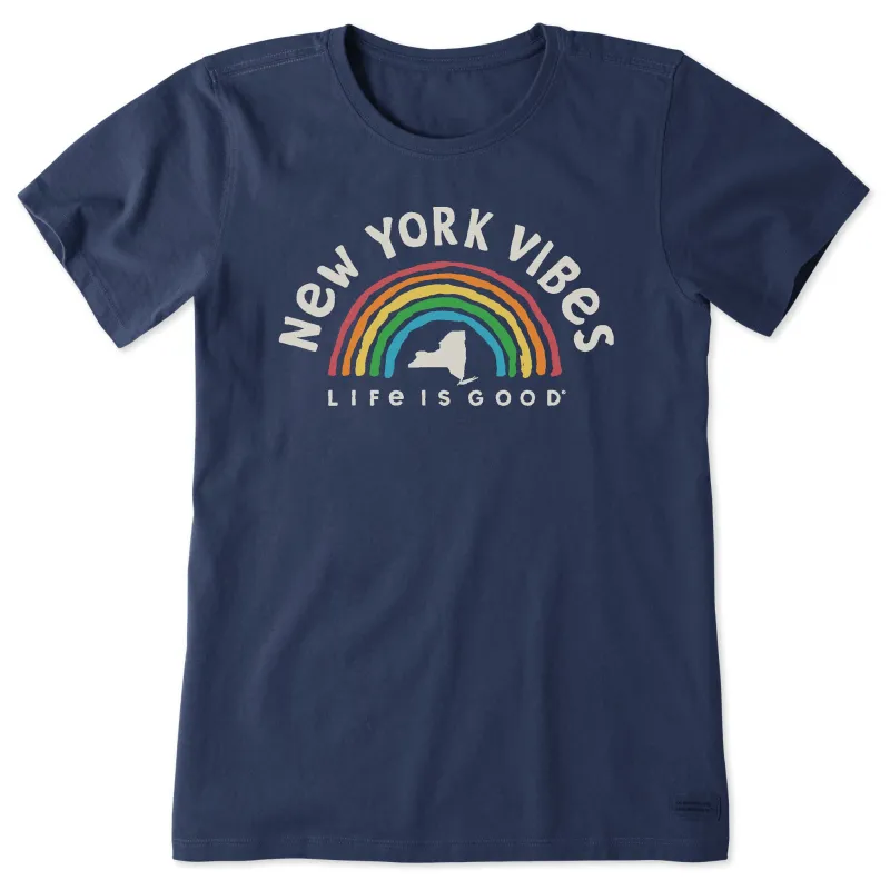 Women's New York Rainbow Vibes Short Sleeve Crusher Tee sold by Life is Good