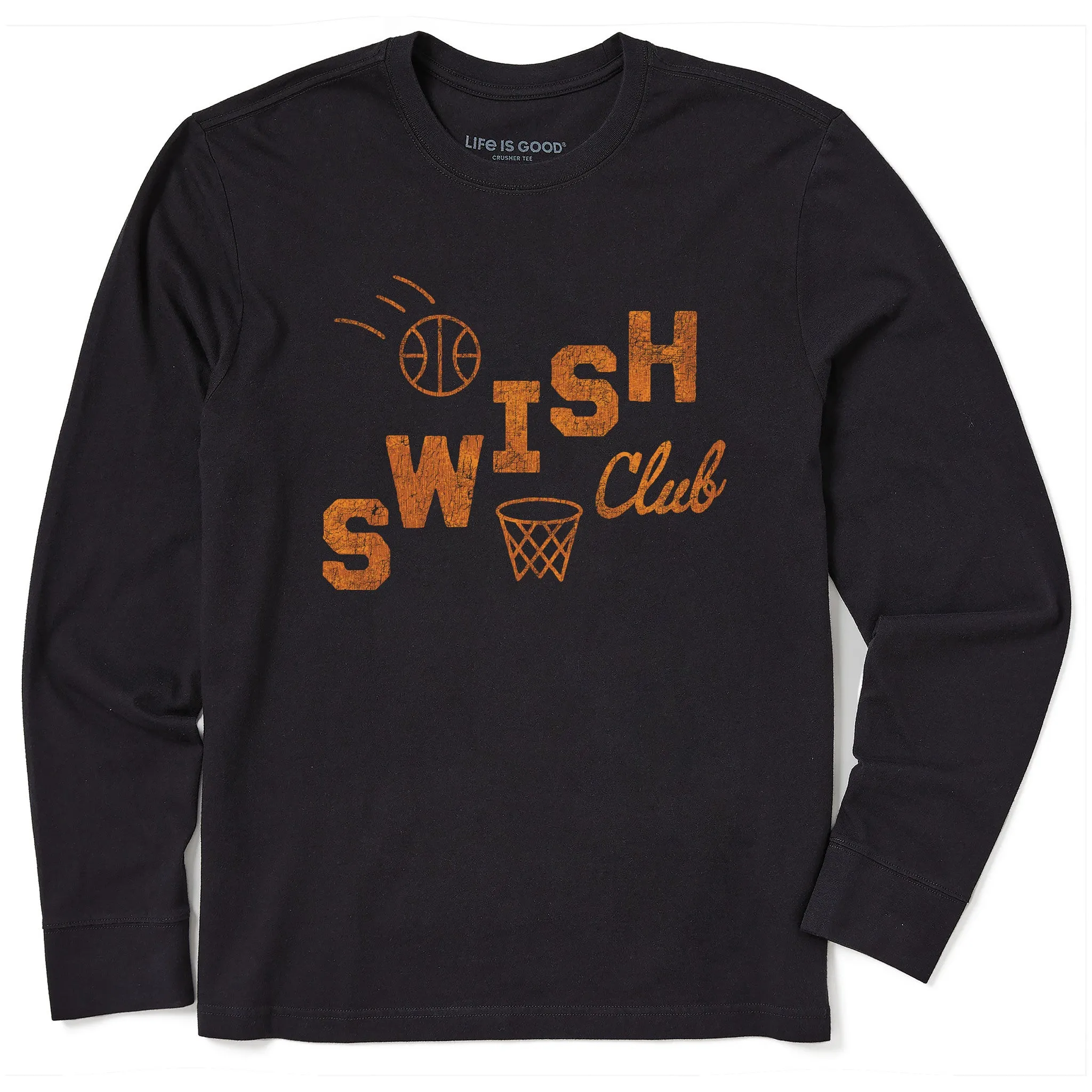 Men's Swish Club Long Sleeve Crusher Tee sold by Life is Good