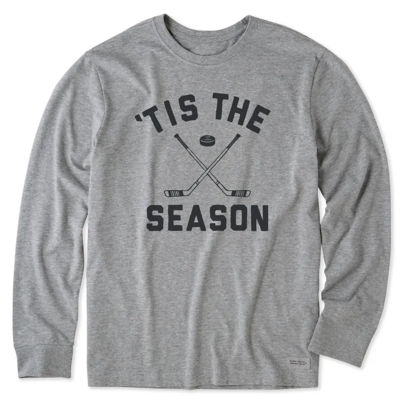 Men's Tis the Season Hockey Long Sleeve Crusher Tee sold by Life is Good