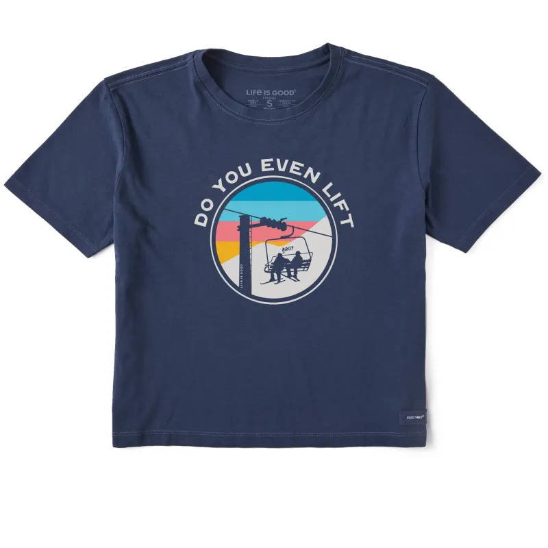 Women's Do You Even Ski Lift Bro Short Sleeve Crusher Boxy Tee sold by Life is Good